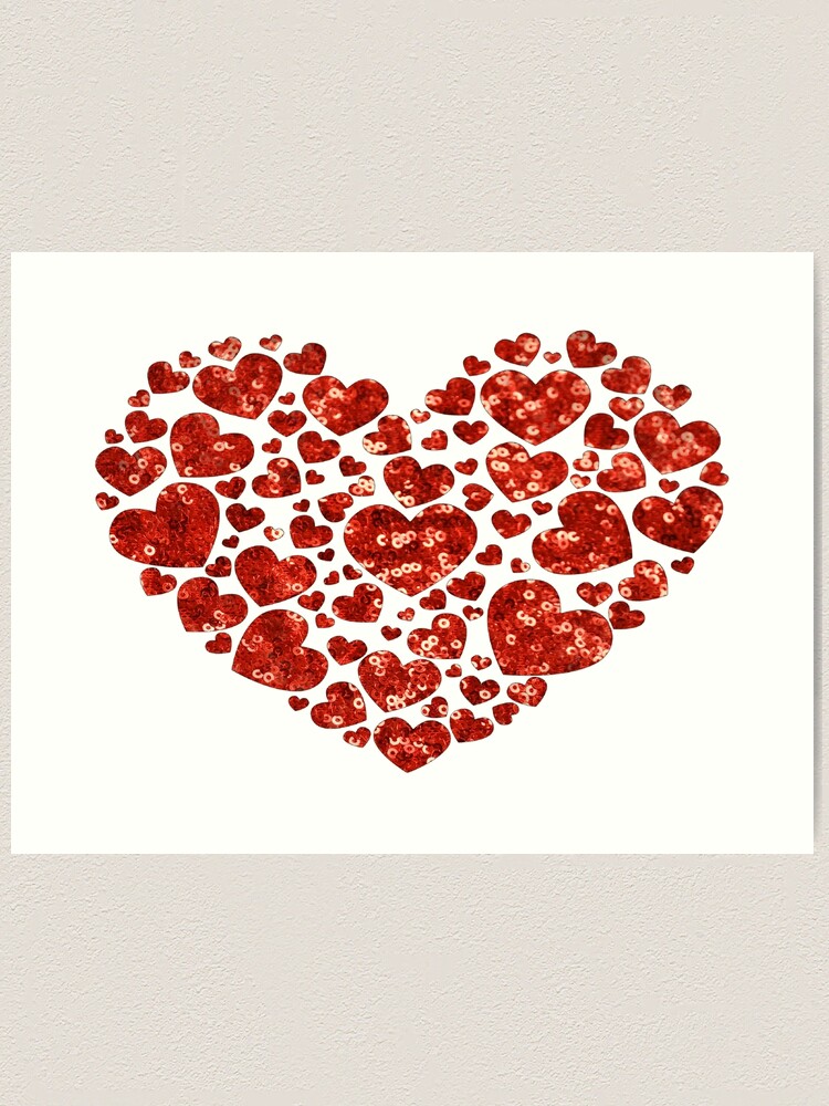 Glitter heart, love, red heart, Valentines day | Art Print