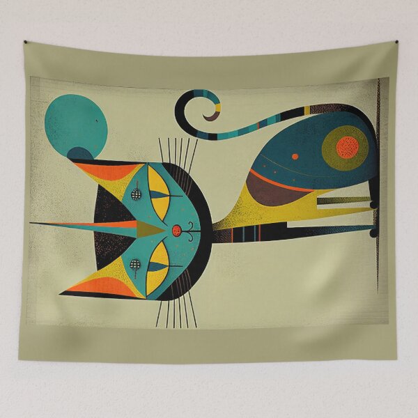 Item preview, Mid Century Cat 14 Abstract Art Print Painting Wall Decor designed and sold by winterkitty88.