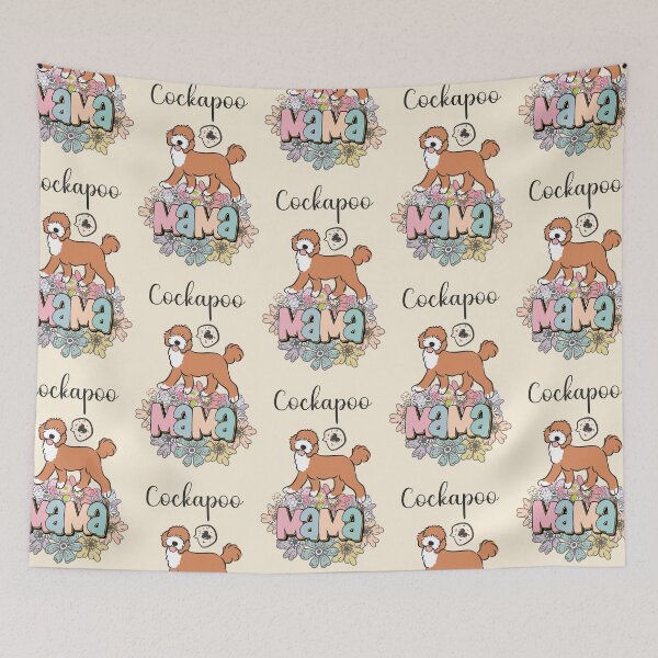Item preview,  Red and White Cockapoo Mama  2 - beige designed and sold by Lulupainting.