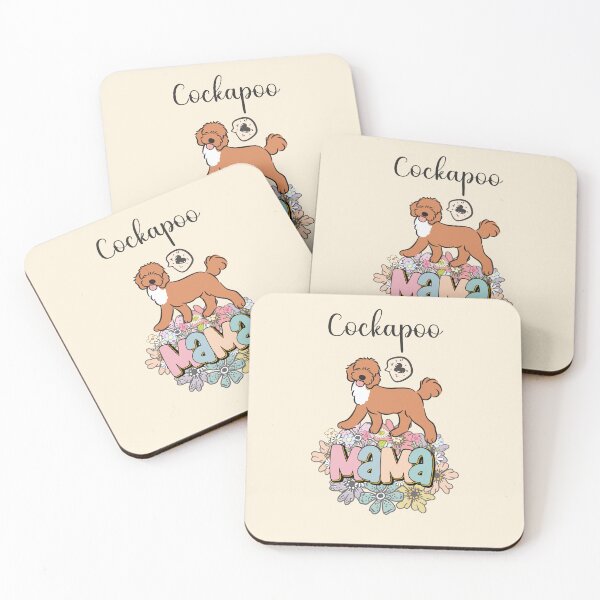 Item preview, Red and White Cockapoo Mama 3 - beige designed and sold by Lulupainting.
