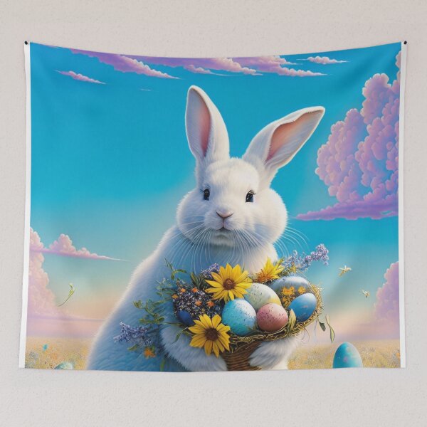 Item preview, Colorful Festive Easter Eggs Easter Bunny Spring Flowers Version 61 designed and sold by DreamingAwake1.
