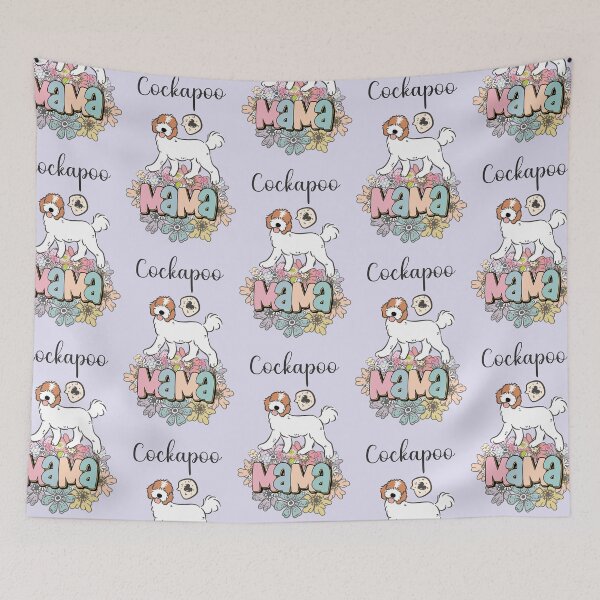 Item preview, Red and White Cockapoo Mama  6 - lilac designed and sold by Lulupainting.