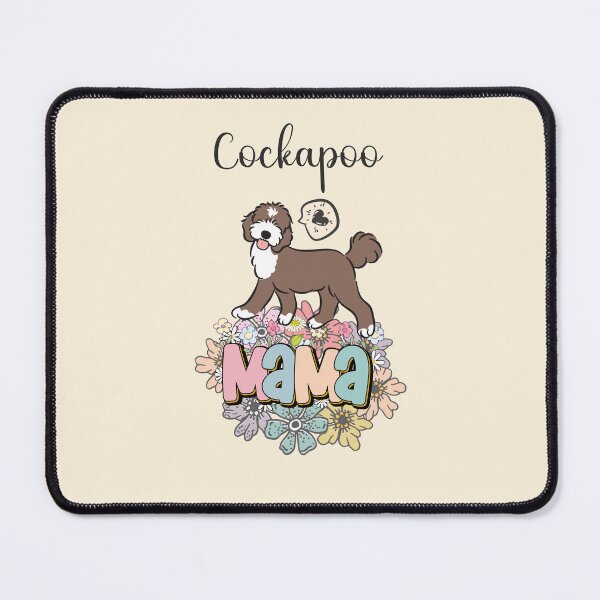 Item preview, White and Chocolate Brown Cockapoo Mama 1 - beige designed and sold by Lulupainting.