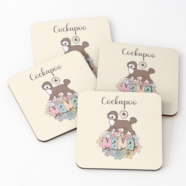 Item preview, White and Chocolate Brown Cockapoo Mama 2 - beige designed and sold by Lulupainting.