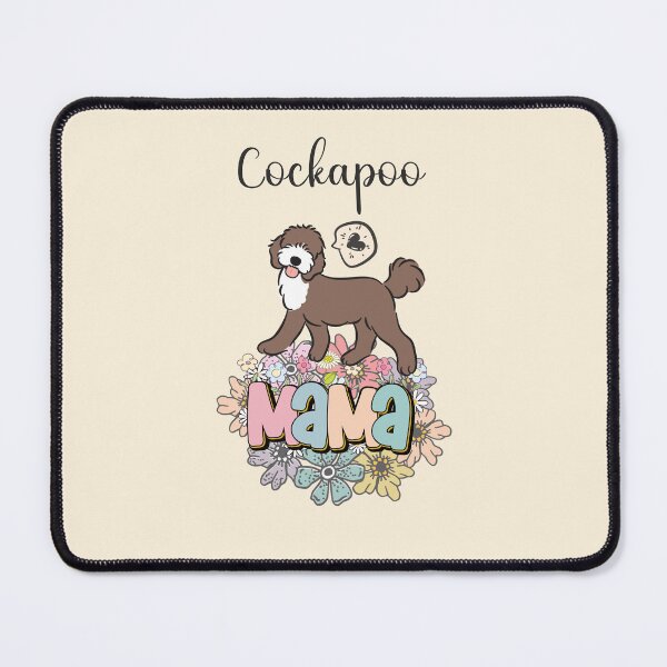 Item preview, White and Chocolate Brown Cockapoo Mama 3 - beige designed and sold by Lulupainting.