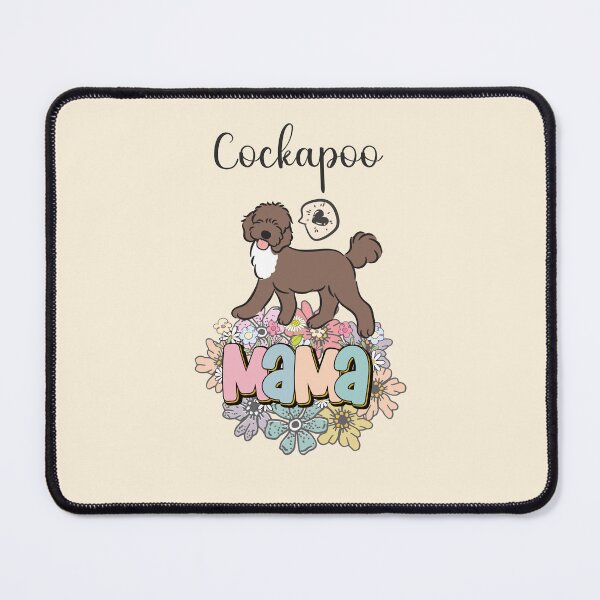 Item preview, White and Chocolate Brown Cockapoo Mama 4 - beige designed and sold by Lulupainting.