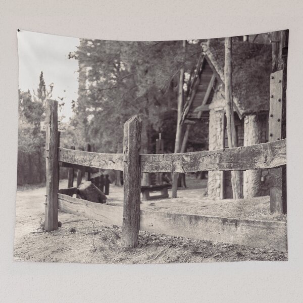 Item preview, Photo of a wood and stone cabin in the countryside - Bnw version designed and sold by Origillus.