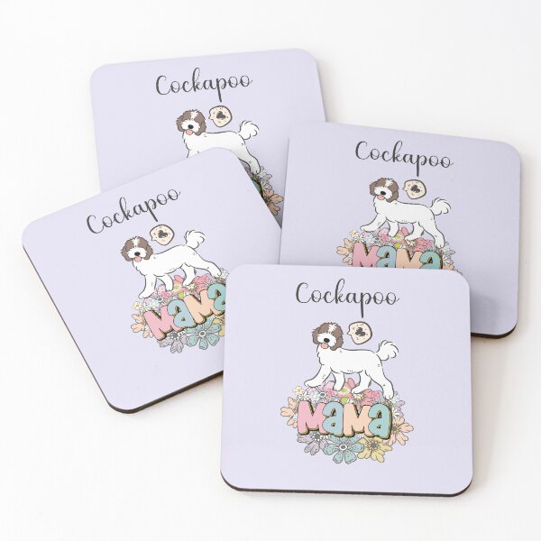 Item preview, White and Chocolate Brown Cockapoo Mama 5 - lilac designed and sold by Lulupainting.