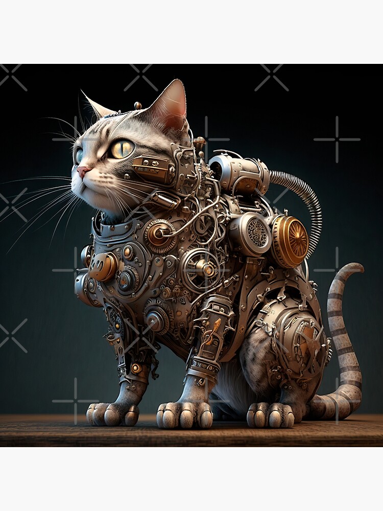 Poster avec l'œuvre « chat robot » de l'artiste FelpoStore