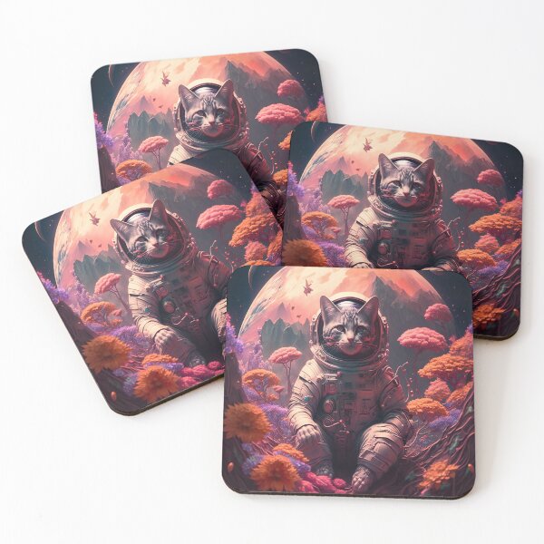 Item preview, floral Astro space cat designed and sold by MANGA Crusade.