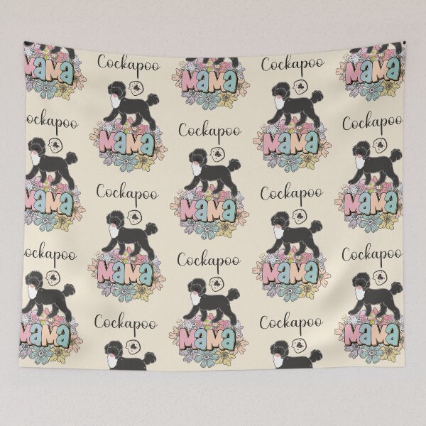 Item preview, White and Black Cockapoo Mama 1 - beige designed and sold by Lulupainting.