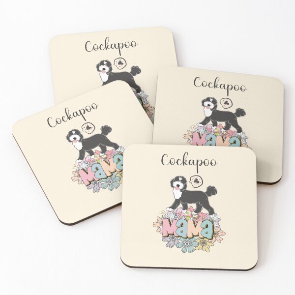 Item preview, White and Black Cockapoo Mama 4 - beige designed and sold by Lulupainting.