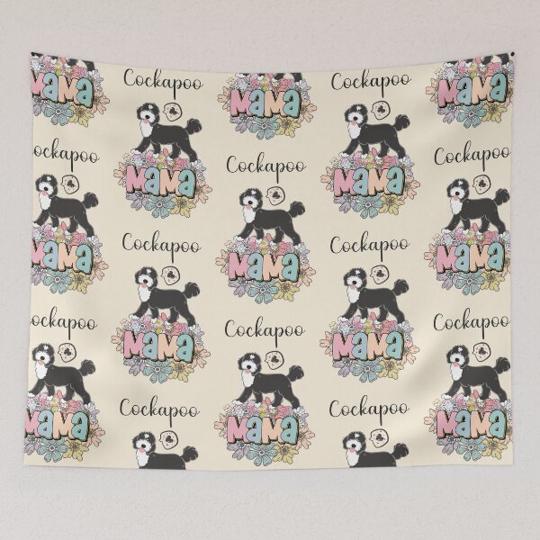 Item preview, White and Black Cockapoo Mama 4 - beige designed and sold by Lulupainting.