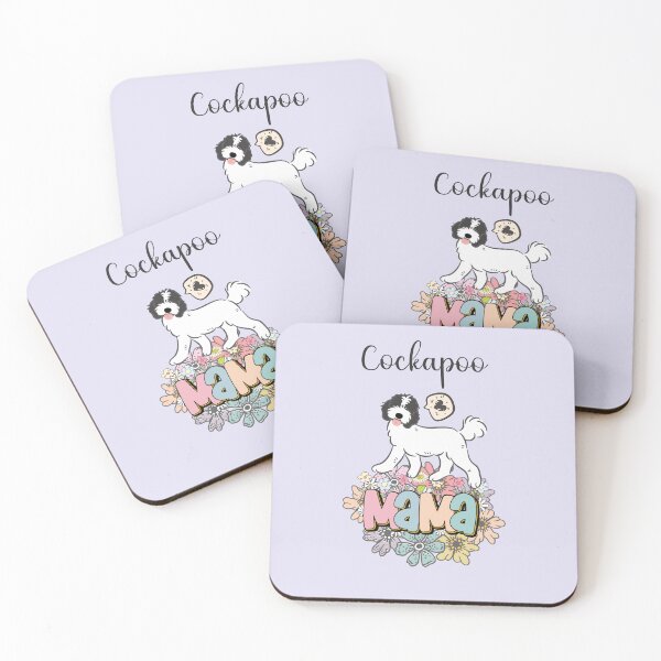 Item preview, White and Black Cockapoo Mama 5 - lilac designed and sold by Lulupainting.