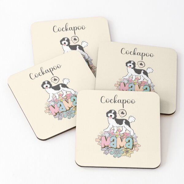 Item preview, White and Black Cockapoo Mama 6 - beige designed and sold by Lulupainting.