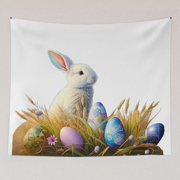 Item preview, Colorful Festive Easter Eggs Easter Bunny Spring Flowers Version 63 designed and sold by DreamingAwake1.