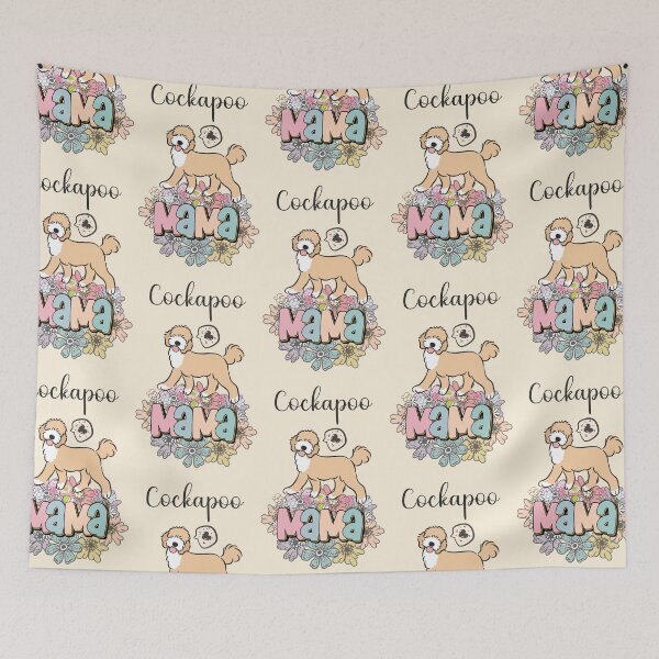 Item preview, White and Apricot Cream Golden Cockapoo Mama 2 - beige designed and sold by Lulupainting.