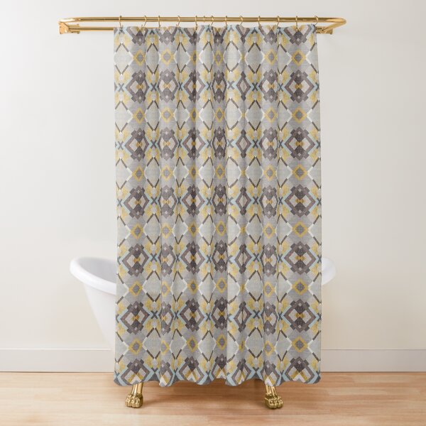 Geometric Modern Moroccan Fabric Style Shower Curtain