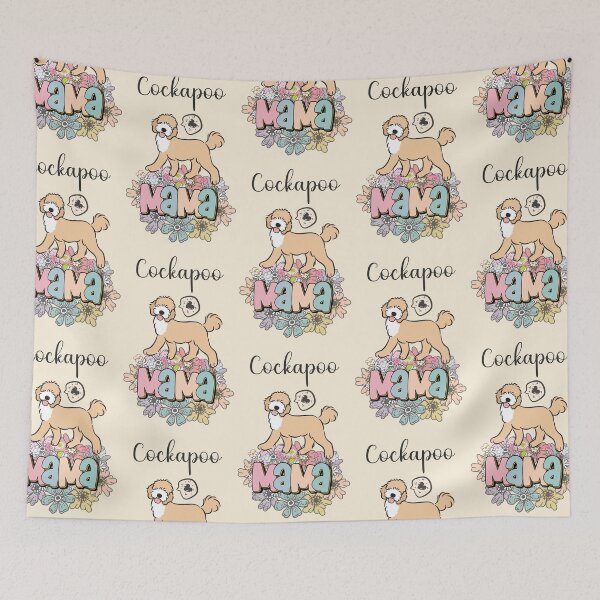 Item preview, White and Apricot Cream Golden Cockapoo Mama 3 - beige designed and sold by Lulupainting.