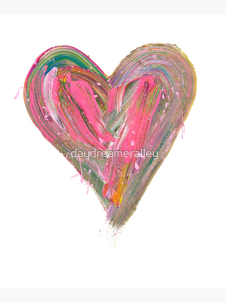 Rainbow colors spray paint sparking glitter heart tote bag