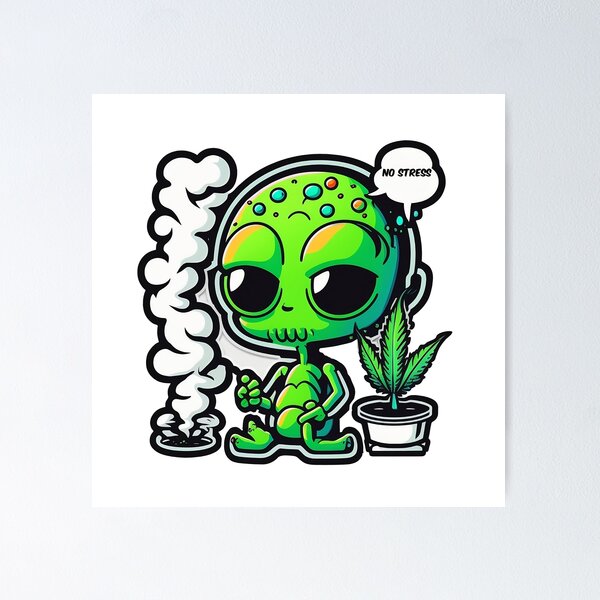 Alien Smoking Weed Funny Marijuana print Serving Tray by GigiBean Creations