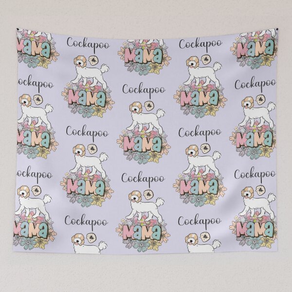 Item preview, White and Apricot Cream Golden Cockapoo Mama 5 - beige designed and sold by Lulupainting.
