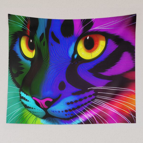 Item preview, #F022: Portrait of a Colorful Neon Cat designed and sold by FarStarL33.