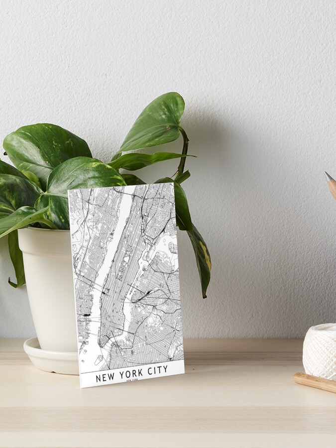 Thumbnail 1 of 2, Art Board Print, New York White Map designed and sold by multiplicitymap.