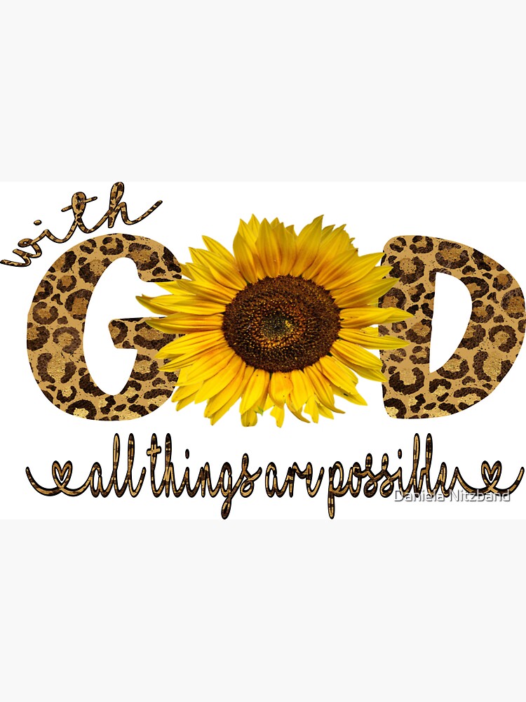 Sunflower and Cow print, With God all things are possible. | Hardcover  Journal