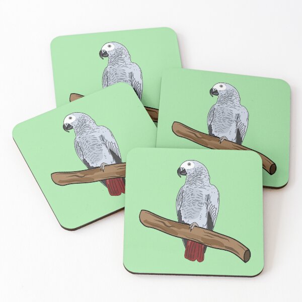 Item preview, African grey parrot cartoon illustration designed and sold by Misscartoon.