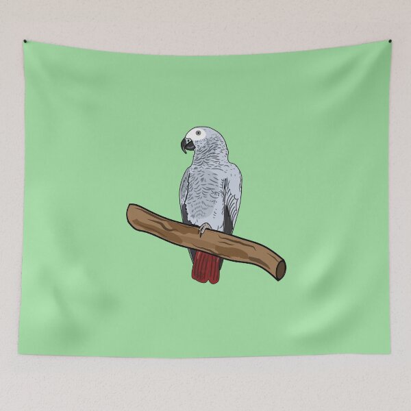 Item preview, African grey parrot cartoon illustration designed and sold by Misscartoon.