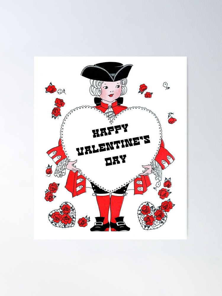 Vintage valentine Valentine's Day postcard cute boy with hearts digital  download printable instant image