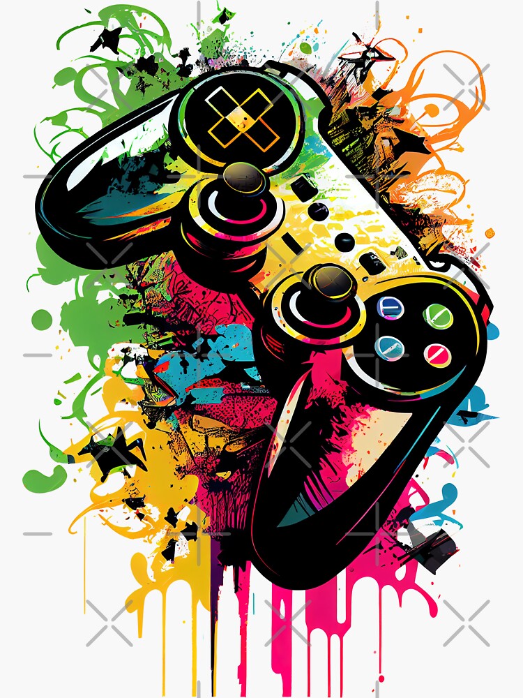 Video Game Wall Decal Gamer Controller Wall Decal Splat 