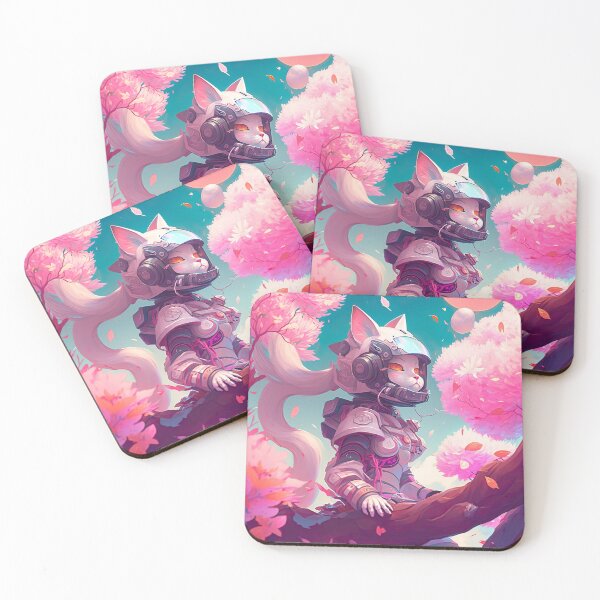 Item preview, Sakura flower Astro cat designed and sold by MANGA Crusade.