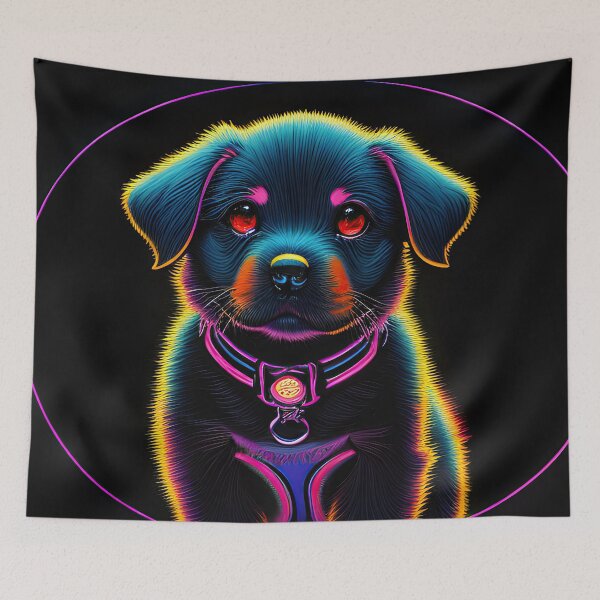 Item preview, #F021: A Colorful Neon Portrait of a Puppy Sketch designed and sold by FarStarL33.