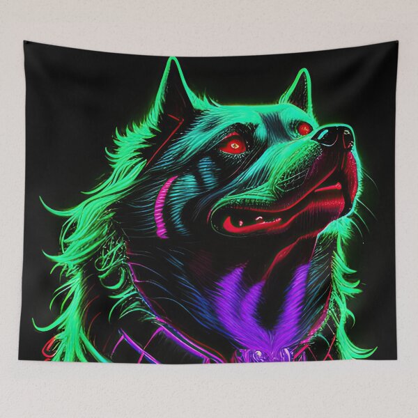 Item preview, #F032: Furry Dog of Noble Pose in a Colorful Neon style designed and sold by FarStarL33.