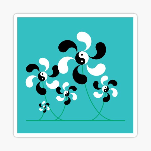 Yin Yang Flowers Sticker