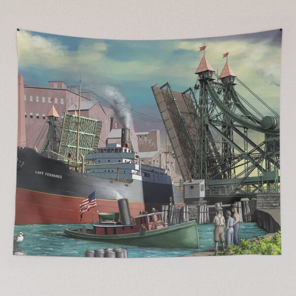 Item preview, Lake Fernando Passing Jackknife Bridge designed and sold by abbottoons.