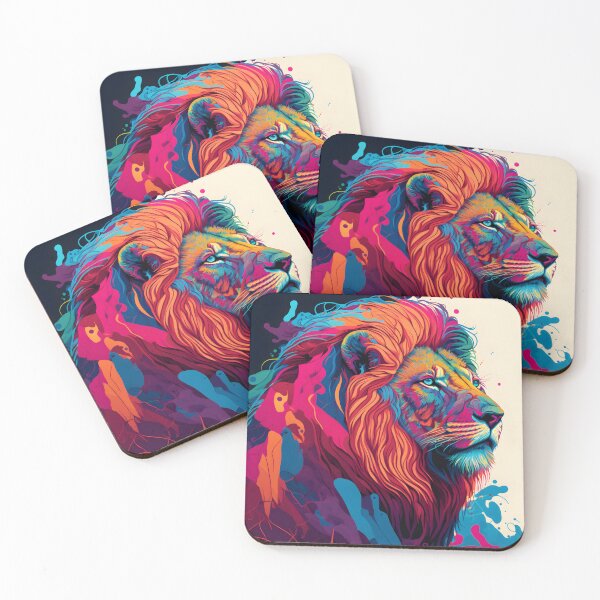 Item preview, The face of a colorful lion designed and sold by Warehouse46.