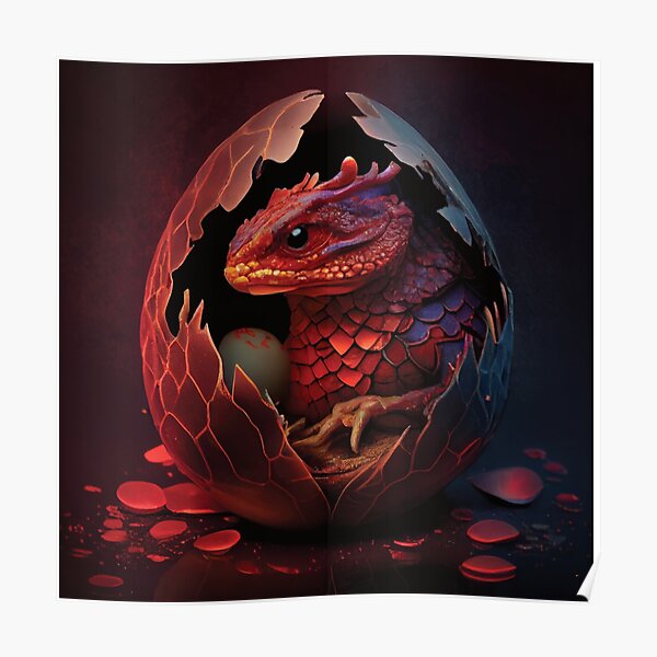 kritiker Helt vildt Forstyrret Red Dragon Egg Hatching" Poster for Sale by DGtaLrtcom | Redbubble