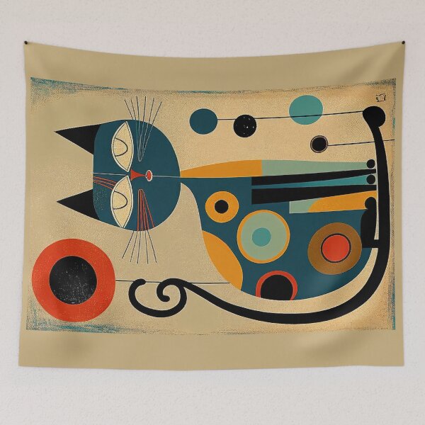 Item preview, Mid Century Cat 10 Abstract Art Print Painting Wall Decor designed and sold by winterkitty88.