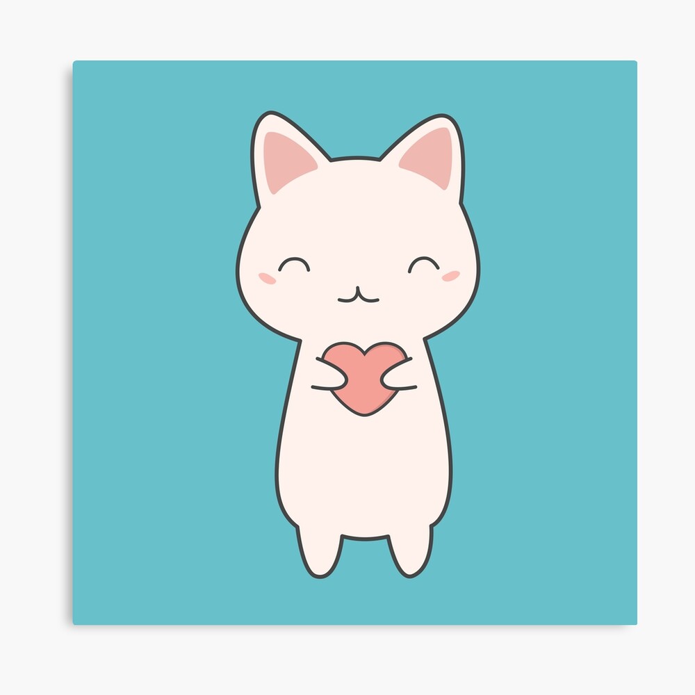 Impression Photo Kawaii Chat Mignon Avec Coeur Par Happinessinatee Redbubble