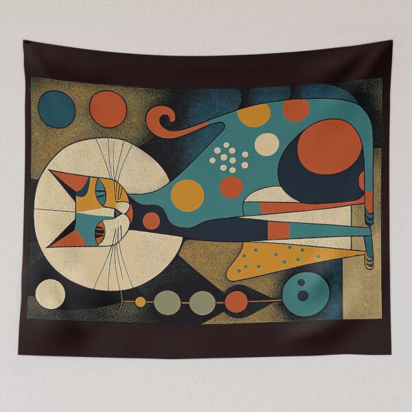 Item preview, Mid Century Cat 8 Abstract Art Print Painting Wall Decor designed and sold by winterkitty88.