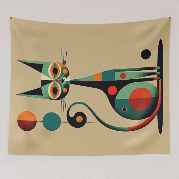 Item preview, Mid Century Cat 7 Abstract Art Print Painting Wall Decor designed and sold by winterkitty88.