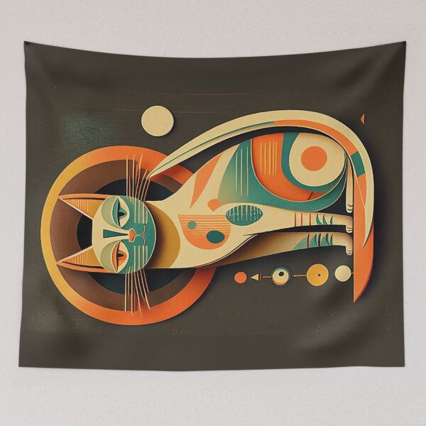 Item preview, Mid Century Cat 6 Abstract Art Print Painting Wall Decor designed and sold by winterkitty88.