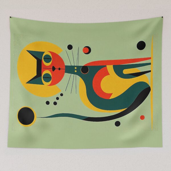 Artikelvorschau, Mid-Century Cat 5 Abstrakter Kunstdruck Malerei Wanddekoration entworfen und verkauft von winterkitty88.