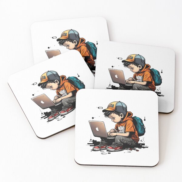 Item preview, Young Boy Using Laptop Computer for Learning and Education designed and sold by devtshirts.