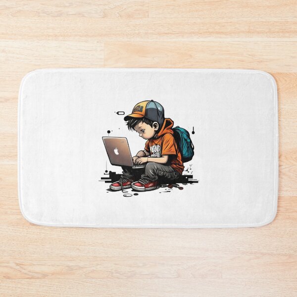 Item preview, Young Boy Using Laptop Computer for Learning and Education designed and sold by devtshirts.