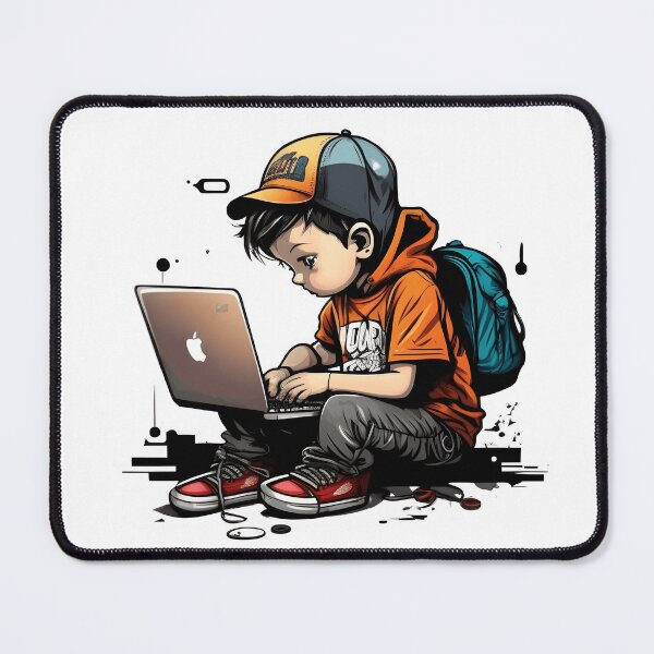 Item preview, Young Boy Using Laptop Computer for Learning and Education designed and sold by devtshirts.