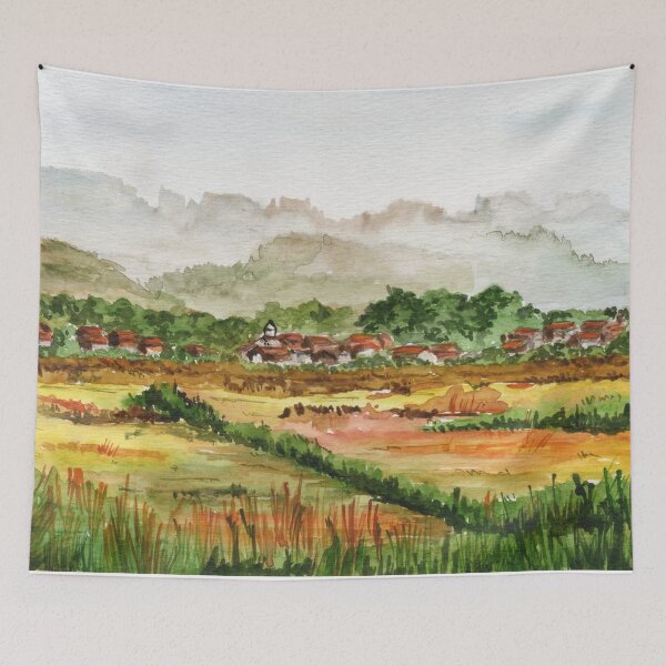 Item preview, Village And Golden Fields designed and sold by Mugdha Kakade Studio.